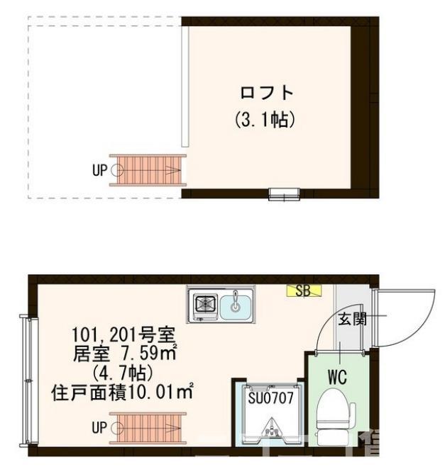 メゾン上北(ワンルーム/2階)の間取り写真
