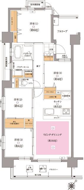 ガーラ・レジデンス川口並木(4LDK/3階)の間取り写真