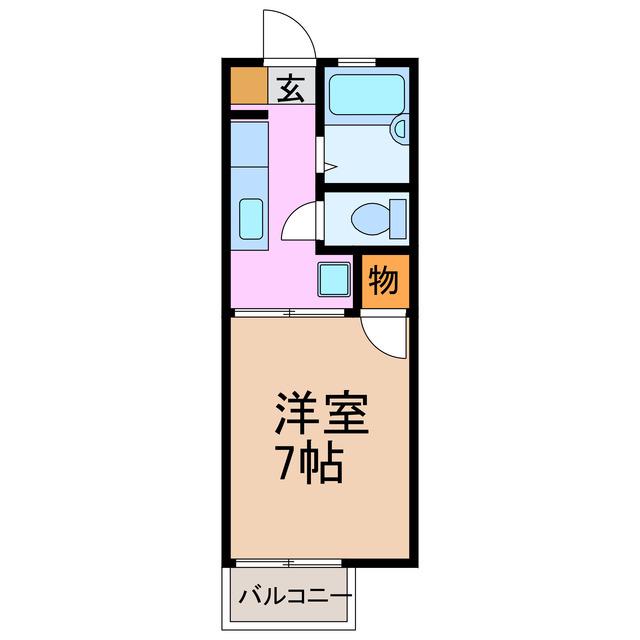 ドミール諸の木(1K/2階)の間取り写真