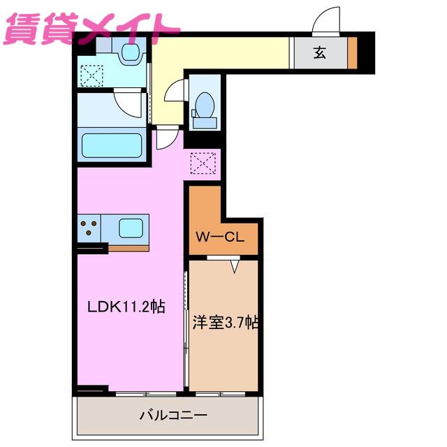 ディーシャンブル富田(1LDK/3階)の間取り写真