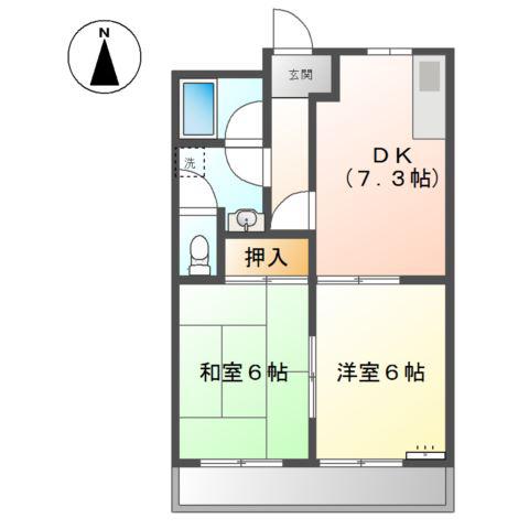 ベルキーハイツ(2DK/1階)の間取り写真