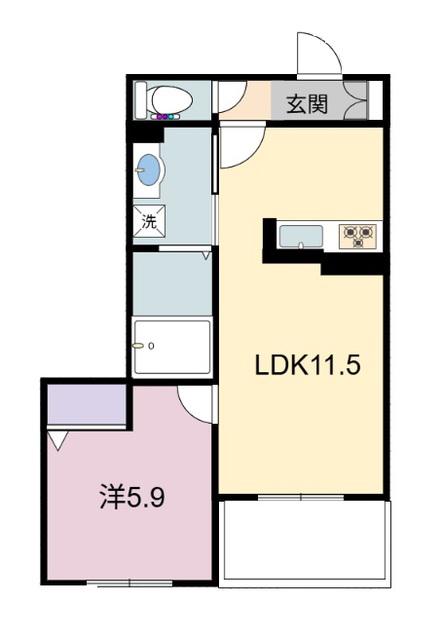 シャーメゾンRAC下鈎(1LDK/1階)の間取り写真