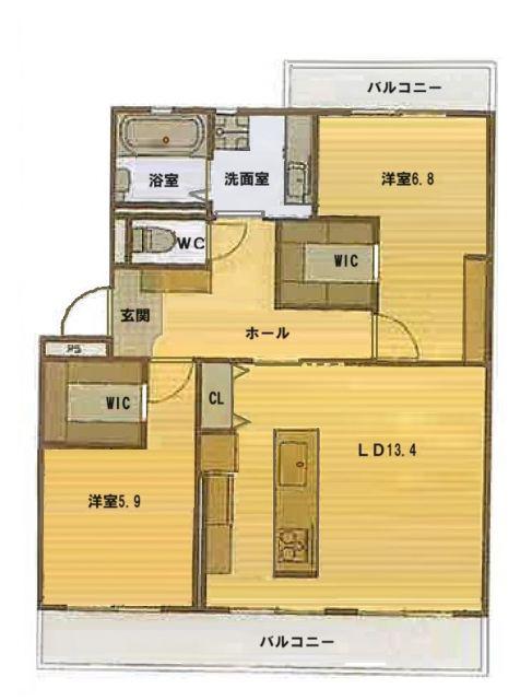 ハイライズ戸ヶ崎(2LDK/3階)の間取り写真