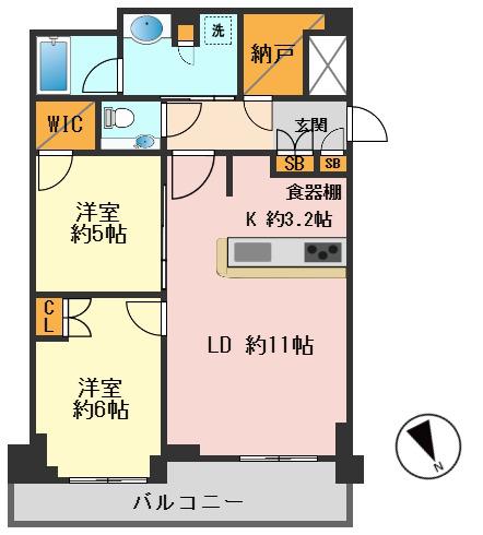 プラウドタワー小岩フロント(2SLDK/28階)の間取り写真