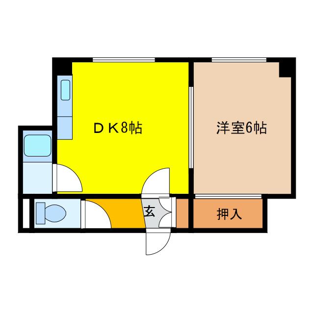 フレンドハウス2(1DK/2階)の間取り写真
