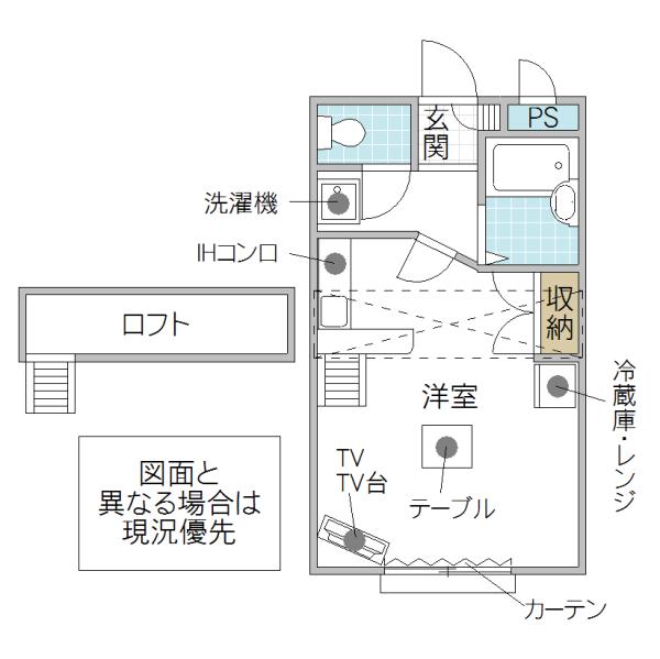 クレール堀 3号棟(ワンルーム/1階)の間取り写真