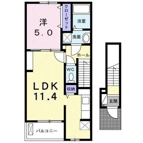 ミルネハイツB&W(1LDK/2階)の間取り写真
