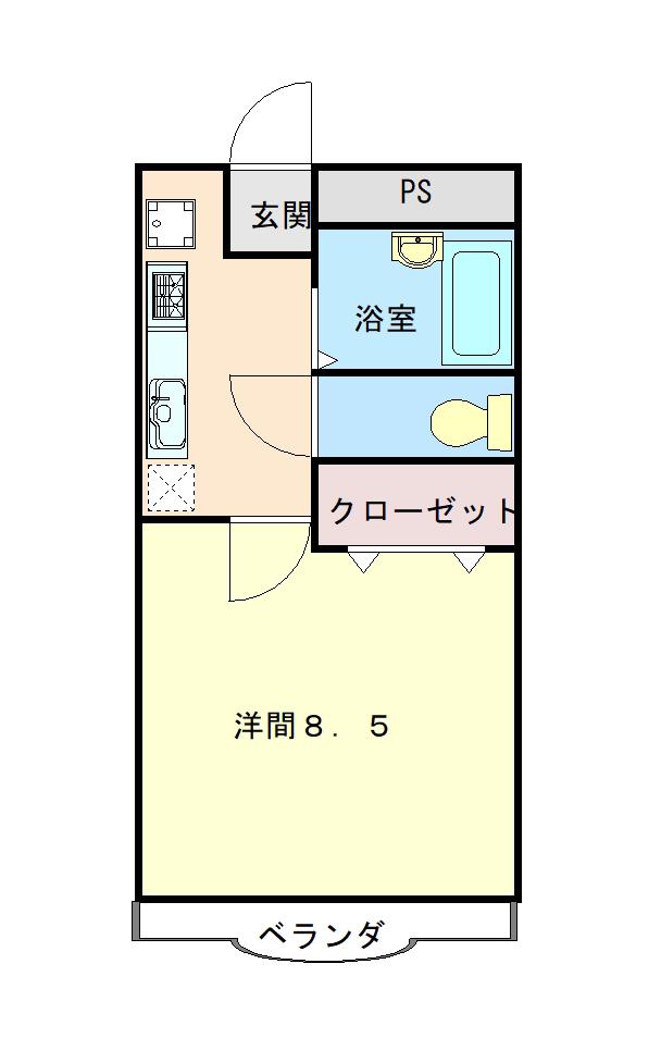 レジデンス・ピュア(1K/2階)の間取り写真