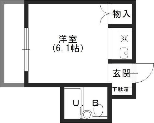 プレアール山之内II(ワンルーム/3階)の間取り写真