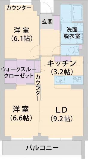 パラッツォ淵野辺I(2LDK/4階)の間取り写真