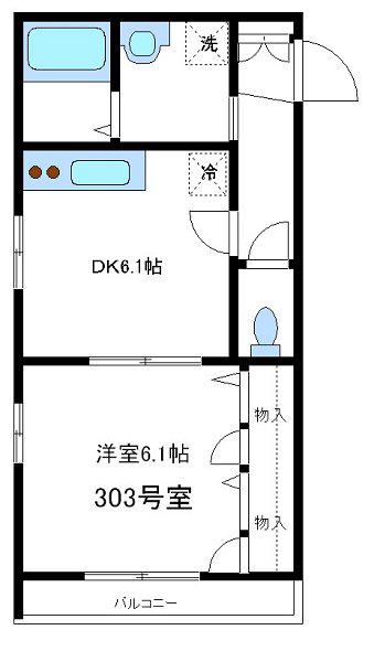 ミラージュ松庵(1DK/3階)の間取り写真