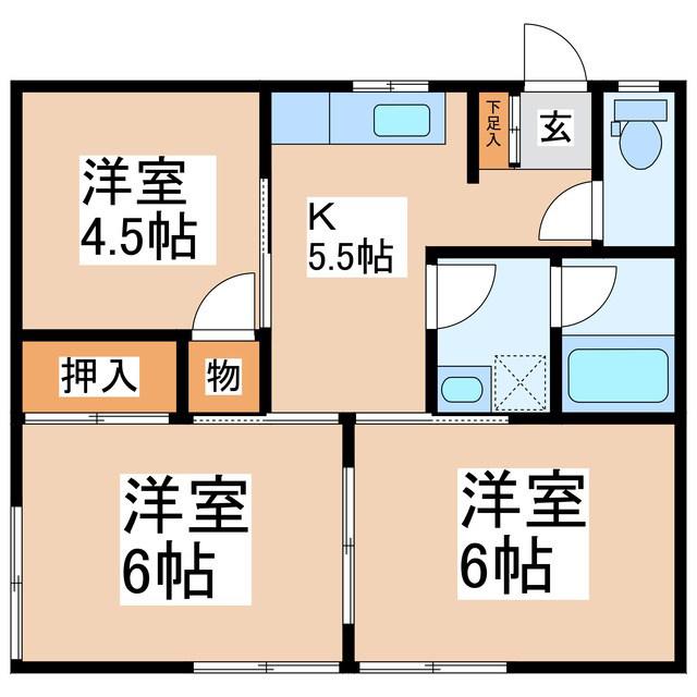 マンションビックヒルズ(3K/1階)の間取り写真