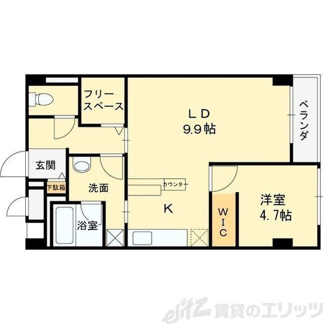 プール・トゥジュールブラン(1LDK/1階)の間取り写真