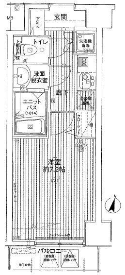 メインステージ赤坂(1K/4階)の間取り写真