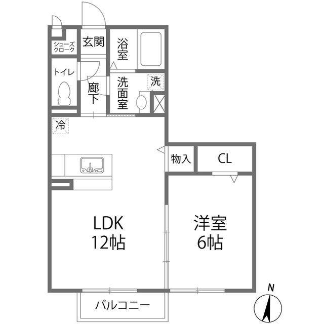 カーサフェリーチェ(1LDK/2階)の間取り写真