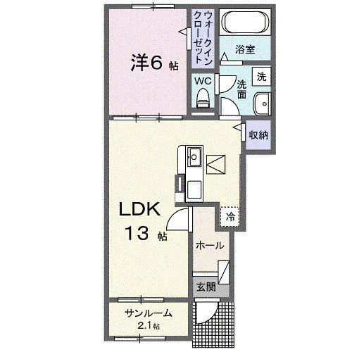ラピスラズリ I(1LDK/1階)の間取り写真