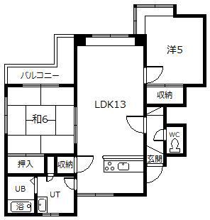 サトウビル(2LDK/1階)の間取り写真