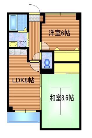 アビタシオン武蔵野(2LDK/4階)の間取り写真