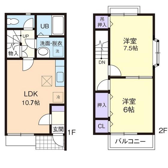 ドミール(2LDK/1階)の間取り写真