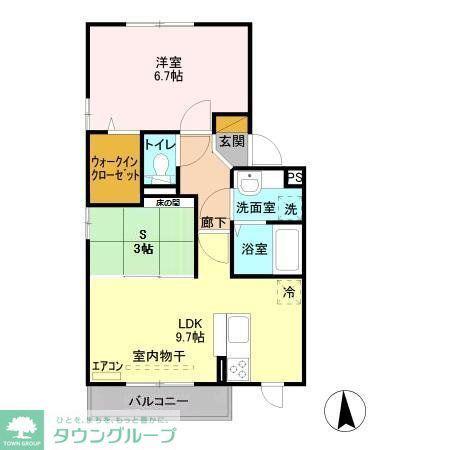 シャトレー新鎌ヶ谷(1SLDK/2階)の間取り写真