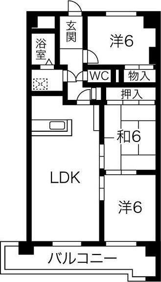 アルバインローズイッセイ(3LDK/6階)の間取り写真