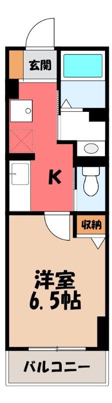 ルミエール県立女子大前B(1K/2階)の間取り写真