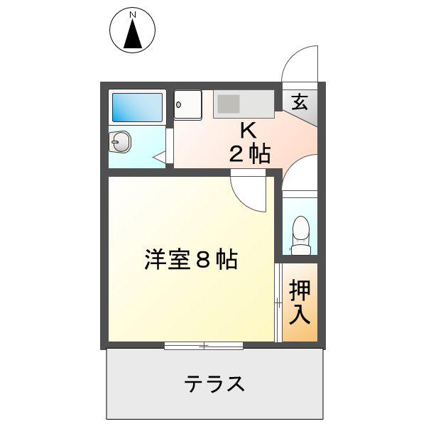 モルヘンイセタ(1K/1階)の間取り写真