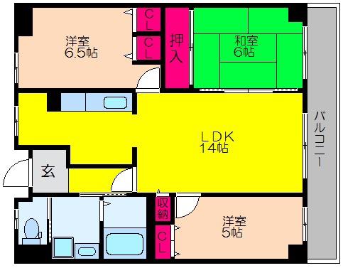ノイ初芝(3LDK/3階)の間取り写真