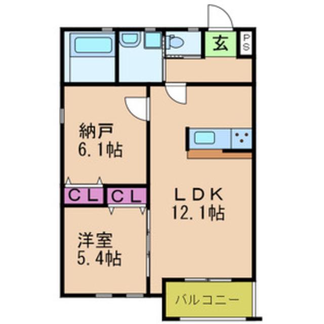 カーサローゼオII(2LDK/2階)の間取り写真