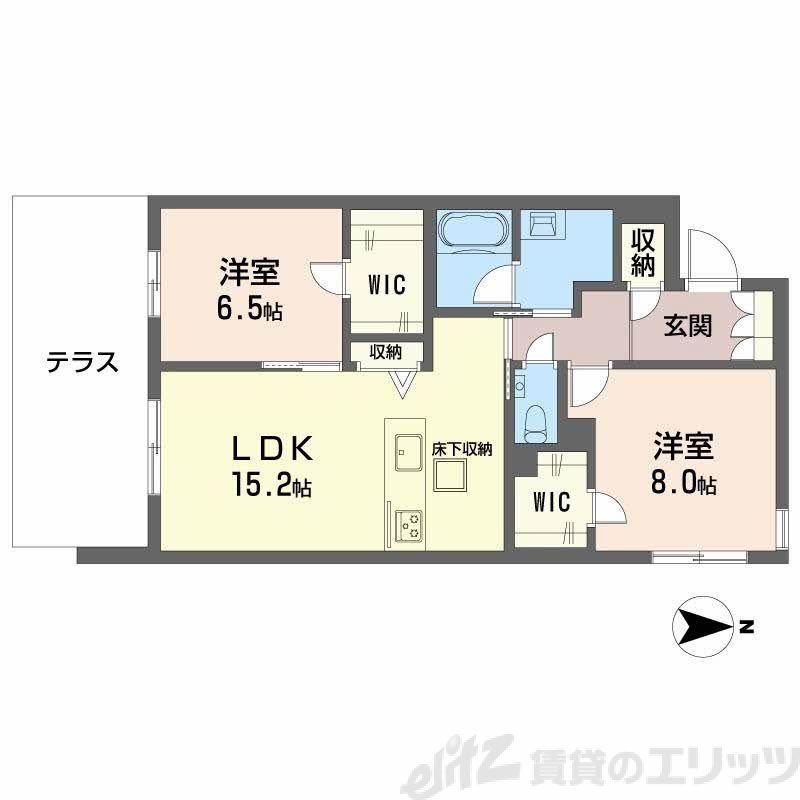 シャーメゾングランレーヴ(2LDK/1階)の間取り写真