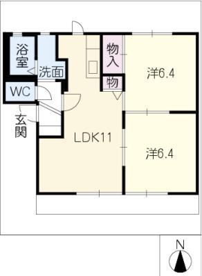 ルミエール(2LDK/1階)の間取り写真