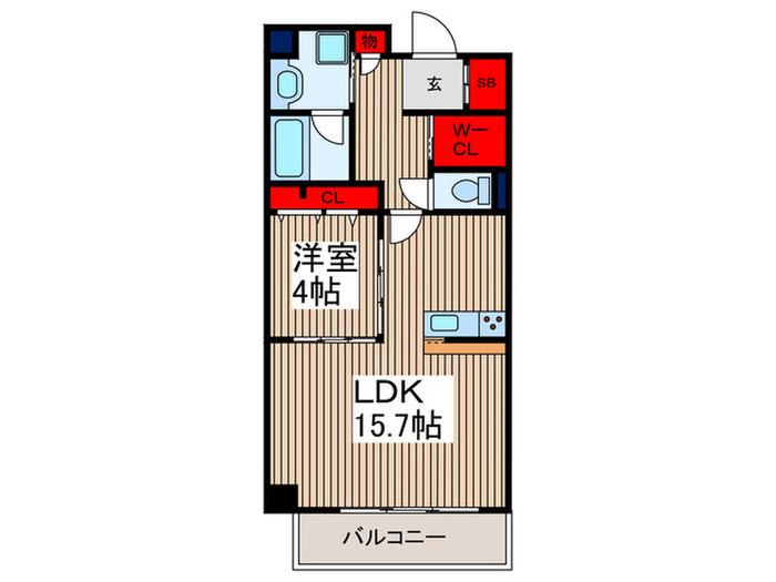 BLUE ROOM(1LDK/2階)の間取り写真