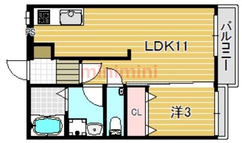 ファミール庄所(1LDK/2階)の間取り写真