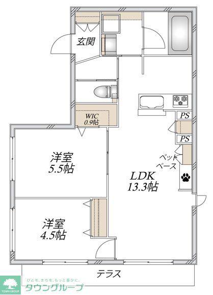 BELLA CASA(2LDK/1階)の間取り写真
