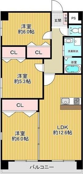 SEASONCOURT FUKUE(3LDK/2階)の間取り写真