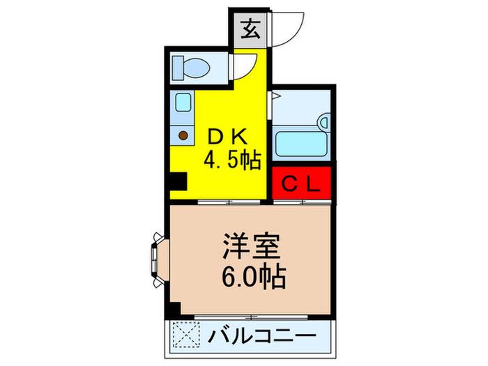 キャッスル24(1DK/3階)の間取り写真