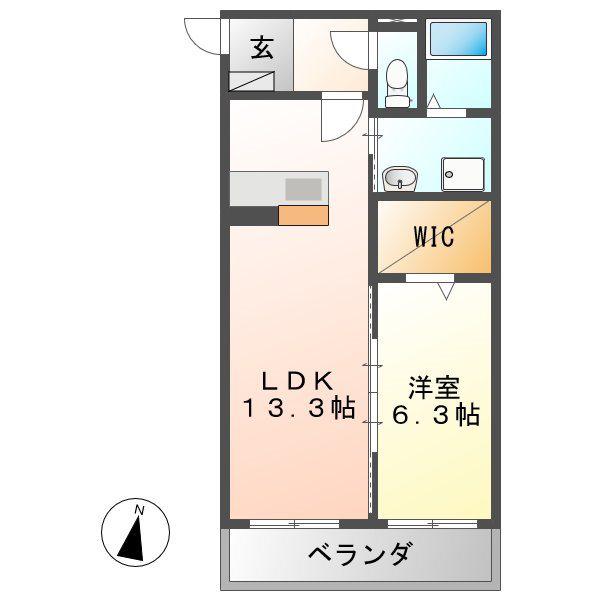 ヴィータ神ノ木(1LDK/1階)の間取り写真