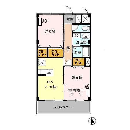 エクセル八雲台(2DK/2階)の間取り写真