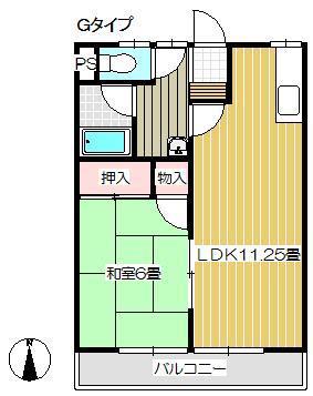 グリーンハイムII(1LDK/1階)の間取り写真