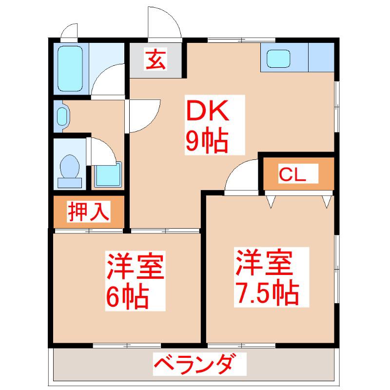 外薗アパート(2DK/1階)の間取り写真