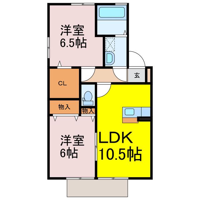 アモーレ(2LDK/1階)の間取り写真