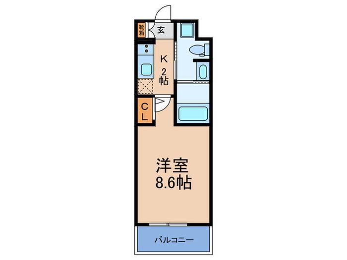 M′Sマンション長栄寺(1K/2階)の間取り写真