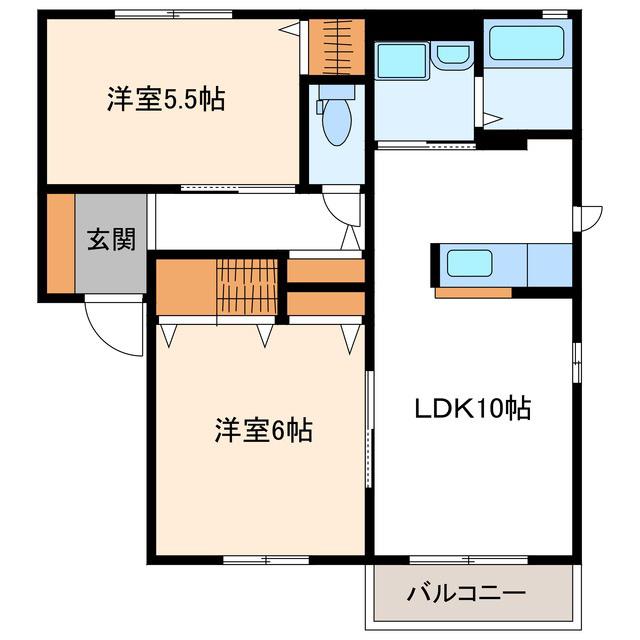 ラヴィアンロ一ズ C棟(2LDK/1階)の間取り写真