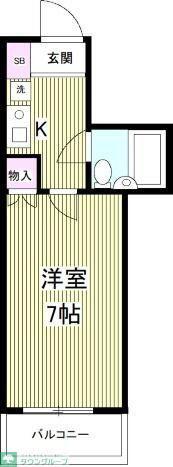 フェリスタバンビーノ(1K/2階)の間取り写真
