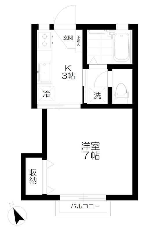 キャトルセゾン吉祥寺(1K/1階)の間取り写真