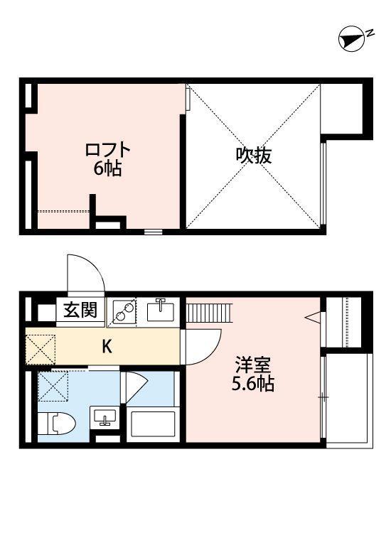 エクル巽北(1K/2階)の間取り写真