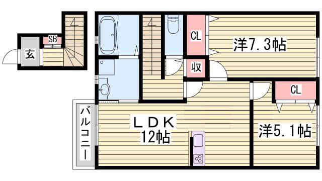 アレグリア(2LDK/2階)の間取り写真