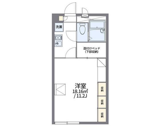 レオパレス福岡B(1K/1階)の間取り写真