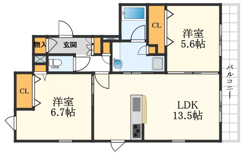 シャーメゾン さつき(2LDK/1階)の間取り写真