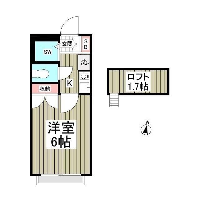 ジュネパレス平塚10(1K/2階)の間取り写真